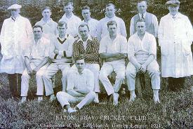 Eaton Bray Cricket Team 1924<br />Back Row: Earnest Gray - ??? ??? - Bill Neville - Frank Bates - Harry Pratt - Jim Bates - Arthur Andrews<br />Middle Row: Dave Bliss - Tommy Henley - Harold Hebbes - Ted Pratt - Vic Price<br />Front Row: John Thorne (click to view full photo)