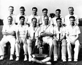 Eaton Bray Cricket Team 1951 / 52<br />Back Row: Dennis Maunders - Basil Ruffen - Len Garwood - Fred Simmons - Harold Pratt - Bill Court<br />Middle Row: Jess Thorne - Horace Rollings - Frank Pipkin - Hughie Davey - Jack Pratt - Basil Maunders<br />Front Row: Derek Maunders (click to view full photo)