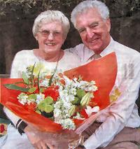 Norman and Vera Davies with their bouquet