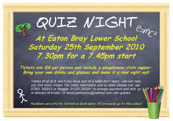 Quiz Night, Eaton Bray Lower School, 25 September 2010, 7.30pm